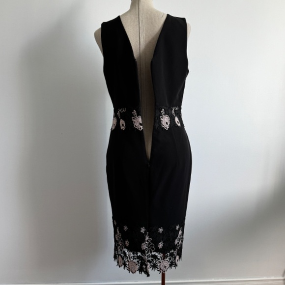 RW&CO - Black Fitted Sleeveless Dress with Floral Lace Details - Picture 6 of 13